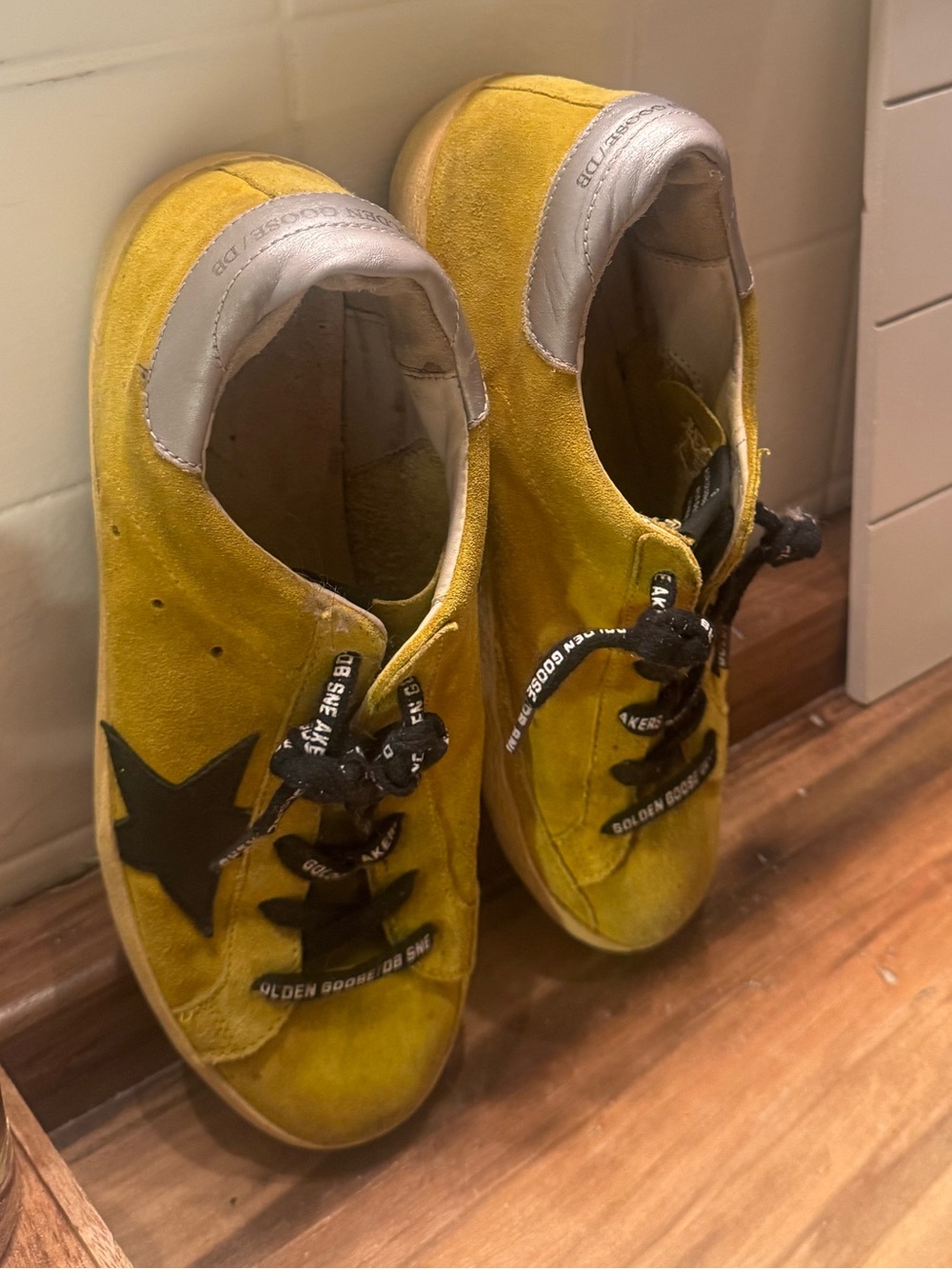 Golden Goose Yellow Authentic Super Star Accent Sneakers